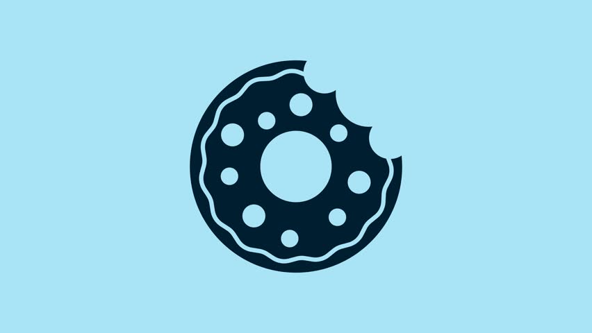Blue Donut with sweet glaze icon isolated on blue background. 4K Video motion graphic animation . | Shutterstock HD Video #1099574685