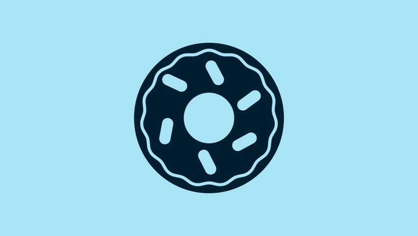 Blue Donut with sweet glaze icon isolated on blue background. 4K Video motion graphic animation . | Shutterstock HD Video #1099574755