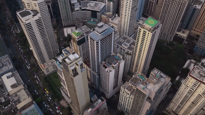 High-Rise Buildings In The Makati Business District In Manila, Philippines Aerial