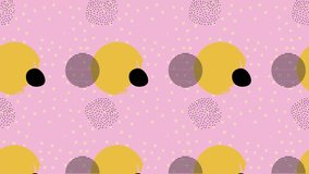 Retro geometric background animation footage perfect for music videos, motion graphics, digital art. Dynamic, abstract pattern of shapes lines in vintage colors. Seamless, loopable, pink background
