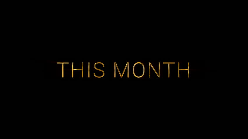 This Month cinematic announcement golden text card animation. 3D Illustration