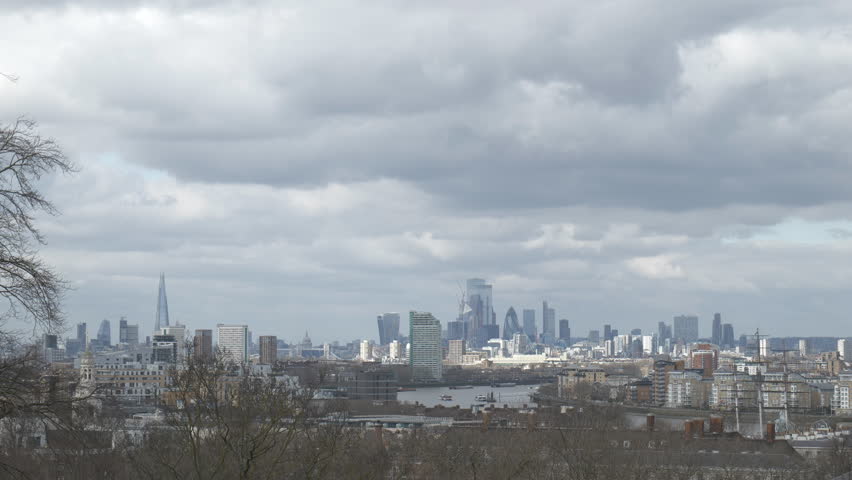 Central London overlook from a hill in winter.