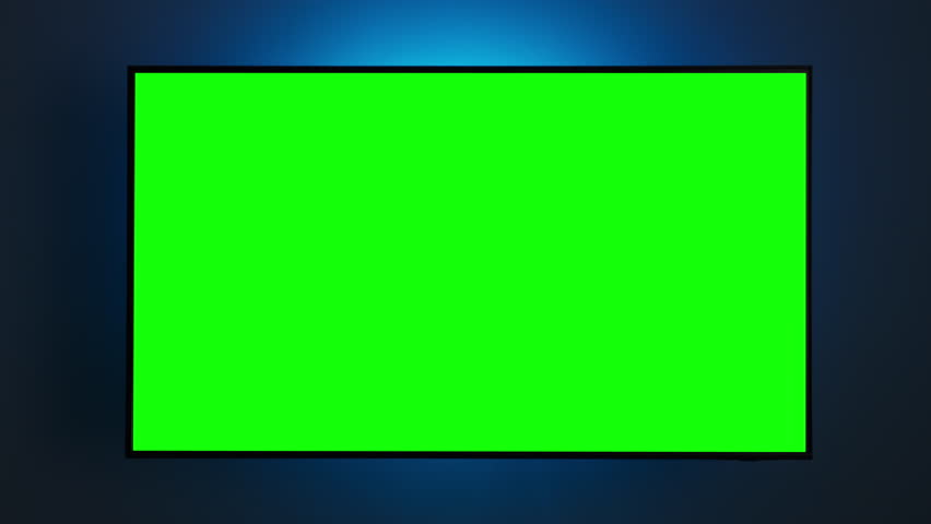 Green Mock-up Screen TV monitor Desktop in Office on Spector Color Wall Background. Zoom in footage slide View from forward. Chromokey Royalty-Free Stock Footage #1099589291