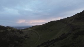Scenic Drone Aerial Footage of Edinburgh, Scotland, including castle, Arthur's seat and city view.