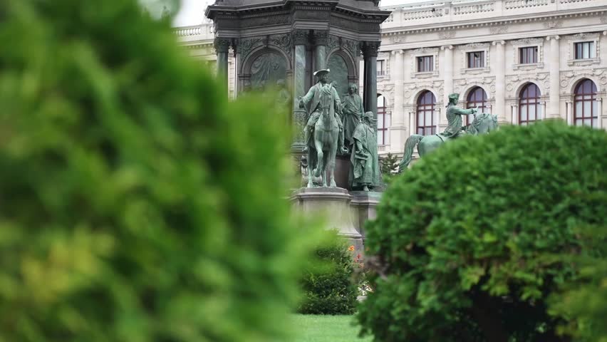 Statue of Traun at Maria Theresien Platz square in Vienna, Austria. Europe