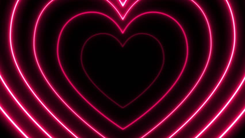Valentines day abstract background with heart symbol animation. Romantic neon heartbeat motion for romantic concept. Beautiful glowing and shiny template for holiday greetings. Seamless loop. Royalty-Free Stock Footage #1099596601