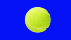 Tennis Ball Close-up Rotation on Blue Background Looped 3d Animation. Seamless Slow Motion Turning of Yellow-Green TennisBall Isolated Alpha Mask. Sport Concept 4k UHD 3840x2160. - Powered by Shutterstock - Get 15% off with code: PIKWIZARD15