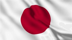 Japan national flag video. 3D Japan flag waving seamless loop video animation