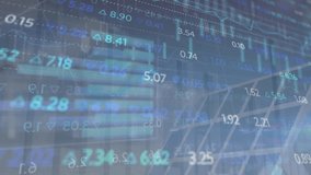 Animation of trading board with changing numbers and graphs over solar panels. Digital composite, multiple exposure, investment, report, finance, electricity, technology, environmental conservation. - Powered by Shutterstock - Get 15% off with code: PIKWIZARD15