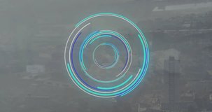 Animation of scope scanning and data processing over cityscape. Global business and digital interface concept digitally generated video. - Powered by Shutterstock - Get 15% off with code: PIKWIZARD15
