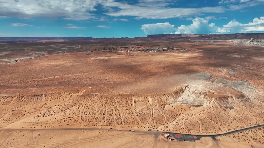 Vast Arid Landscape Near Zion National Park In Utah, USA. wide aerial