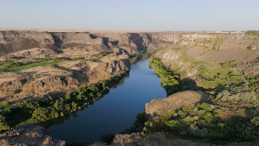 Twin Falls Idaho Snake River Canyon Overpass Sunset 4K