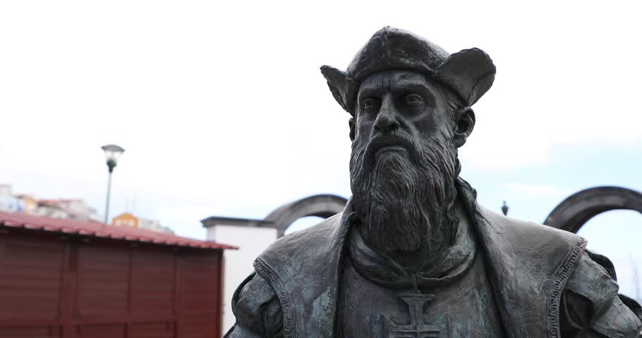 Close Up Of Estátua Vasco Da Gama In Angra do Heroísmo, Terceira Island, Portugal.