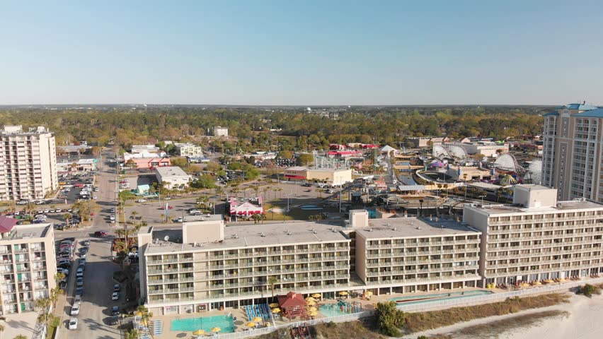 Areal shoot of residential area near the coast at Myrtle Beach, South Carolina, USA.