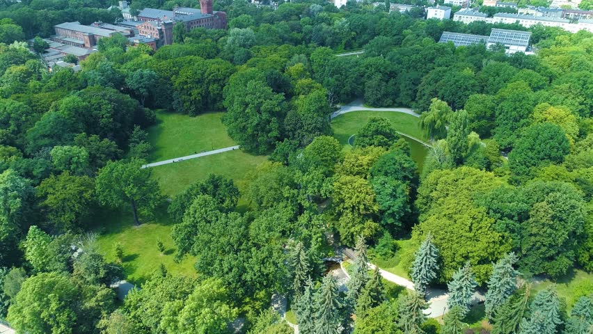 Aerial view of Zrodliska Park in Lodz. Lovely place