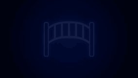 Glowing neon line Playground kids bridge icon isolated on black background. 4K Video motion graphic animation.