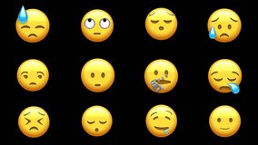 Animated Emoji Set. Alpha channel, transparent background. Laughing emoji. 4K resolution loop animation. Emoji with tears and sleeping emoji. Pack 3 - Powered by Shutterstock - Get 15% off with code: PIKWIZARD15