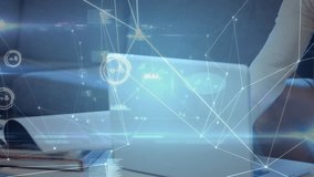 Network of connections and data processing against biracial man man using laptop and digital tablet. global networking and business technology concept - Powered by Shutterstock - Get 15% off with code: PIKWIZARD15