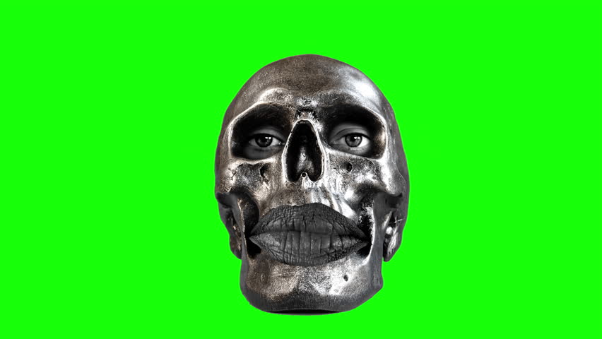 Talking Skull Green Screen Funny Face Fake Eyes And Lips. Funny skull face talking with fake mouth and eyes on green screen background | Shutterstock HD Video #1099625519