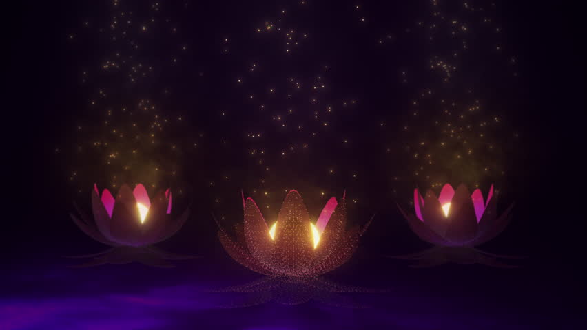 Magic pink lotus flower with sparkle meditation background Royalty-Free Stock Footage #1099625911