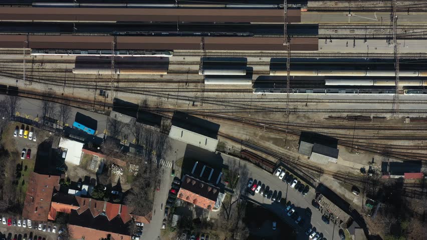 4K aerial video of the main railway station in Zagreb, Croatia
