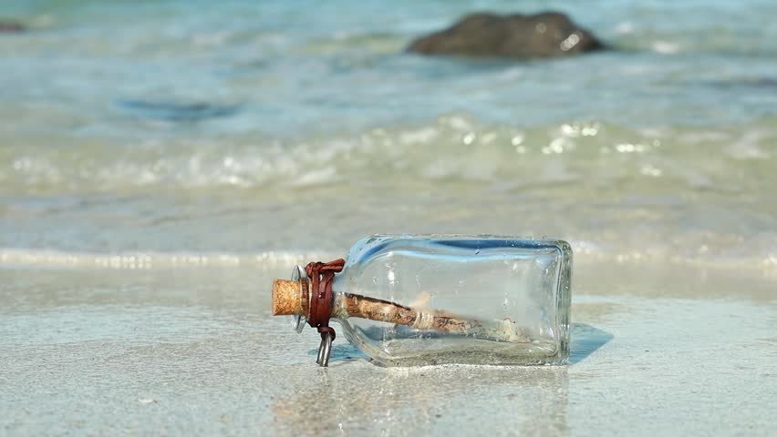 Message in the bottle from ocean. Message concepts.