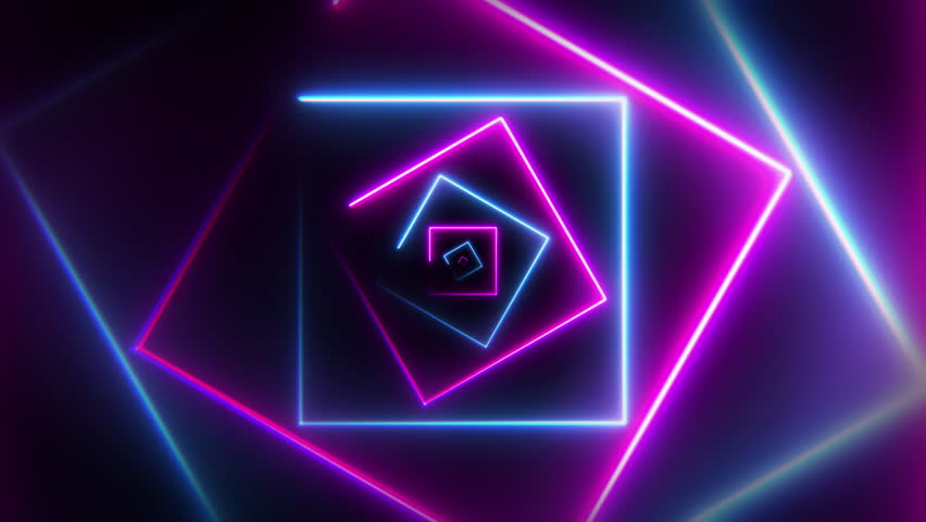 Blue and purple neon tunnel made by growing squares - Infinite loop | Shutterstock HD Video #1099635025