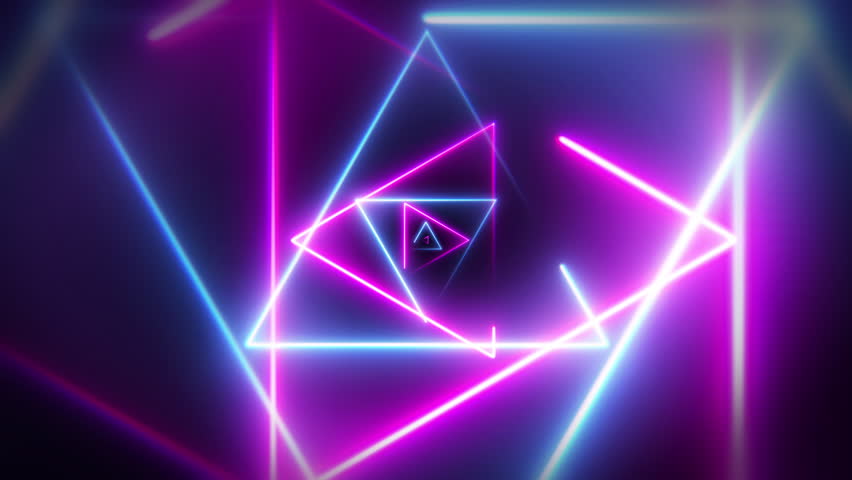 Blue and purple neon tunnel made by growing triangles - Infinite loop | Shutterstock HD Video #1099635029