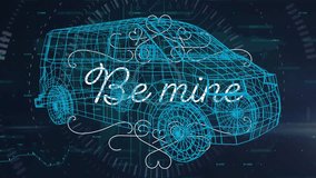 Animation of data processing and be mine text with car over black background. global business and digital interface concept digitally generated video. - Powered by Shutterstock - Get 15% off with code: PIKWIZARD15