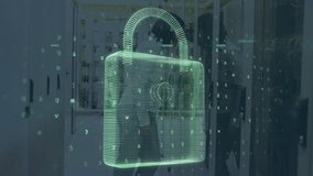 Animation of cyber attack text and padlock over caucasian female it technician by server. global online security, digital interface and data processing concept digitally generated video. - Powered by Shutterstock - Get 15% off with code: PIKWIZARD15