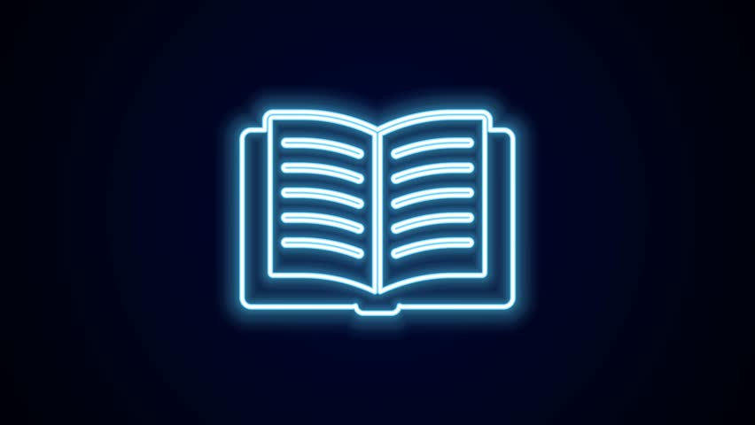 Glowing neon line Open book icon isolated on black background. 4K Video motion graphic animation. | Shutterstock HD Video #1099657453
