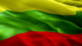 Lithuania flag video. National 3d Lithuanian Flag Slow Motion video. Lithuania tourism Flag Blowing Close Up. Lithuanian Flags Motion Loop HD resolution Background Closeup 1080p Full HD video flags 