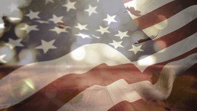 Animation of autumn leaves falling over flag of usa. American patriotism, seasons, fall and passing by concept digitally generated video. - Powered by Shutterstock - Get 15% off with code: PIKWIZARD15