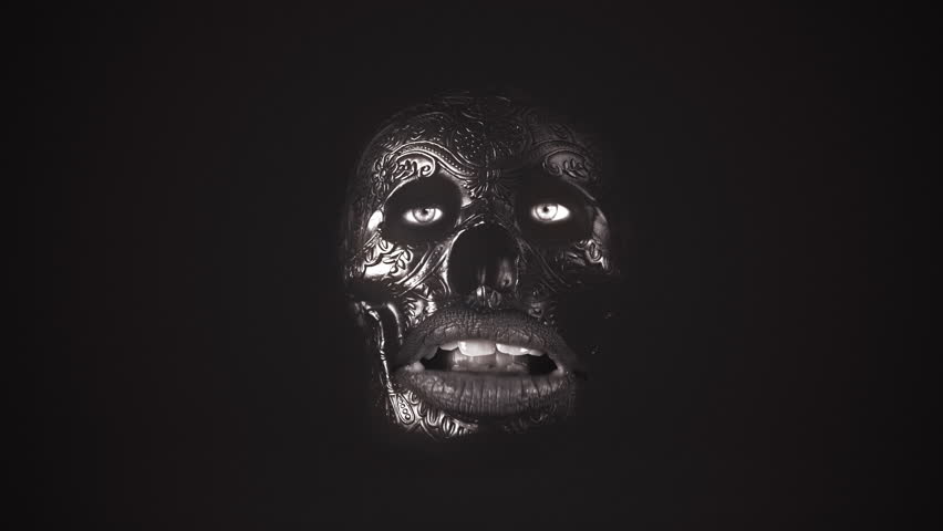 Eerie Skull Talking Vintage Fake Mouth Mexican Skeleton Old Film Texture. Eerie skull talking with fake mouth and weird eyes. Black and White | Shutterstock HD Video #1099666435