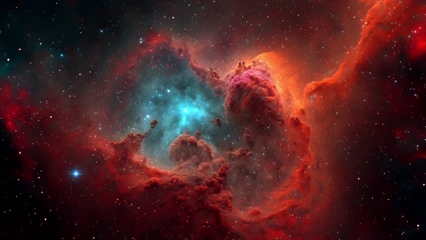 Red Space Nebula 4K Loop Royalty-Free Stock Footage #1099667769