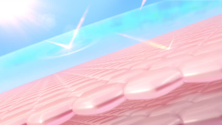 3D Animation Skin cell geometry with a hexagonal shape that reflects UV light. Advertisements for lotion, serum, sunscreen, and cosmetics. UV protection. | Shutterstock HD Video #1099668855