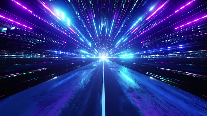 An endless high-speed flight through a neon sci-fi tunnel of colorful laser light in a seamless VJ loop. Perfect for music videos, stage performance walls, LED screens and projection cards. | Shutterstock HD Video #1099669469