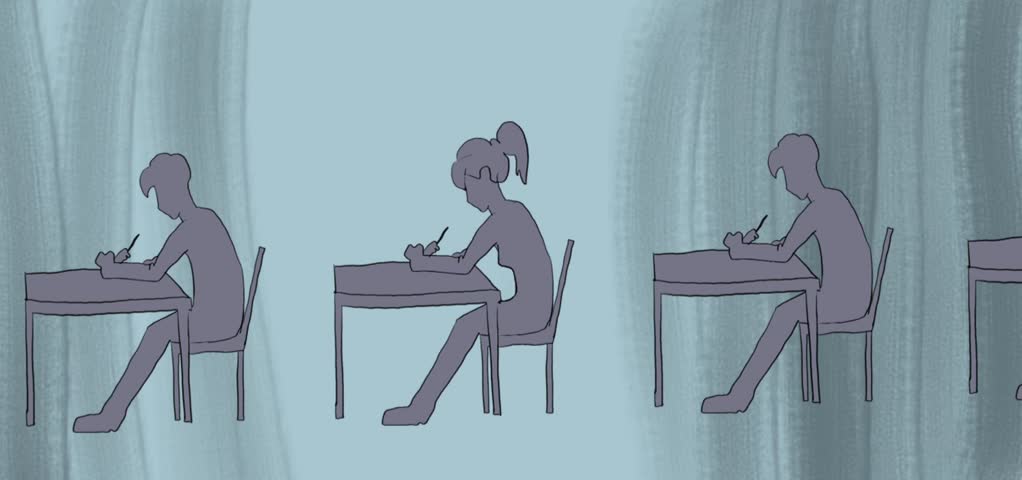 animation 2d studing at university school cartoon anime style