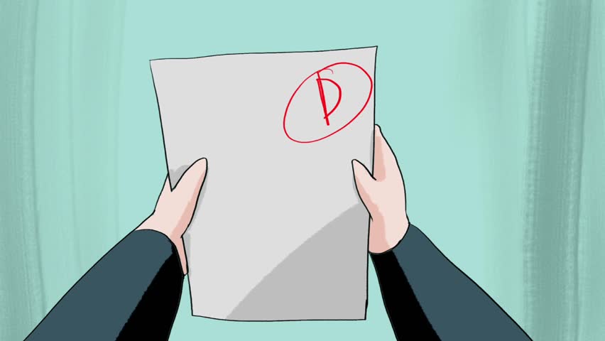 animation 2d studing at university school cartoon anime style bad grade rating