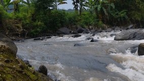 Rocky river stream of Kali Bojong, Salatiga, Central Java. Indonesia. Nature Video.