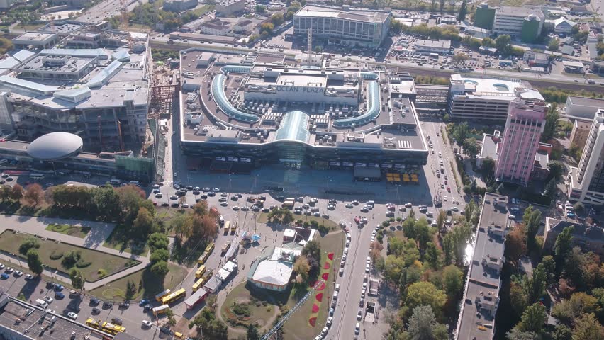 
Modern residential area in the center of Kyiv. French Quarter. Elite real estate. Ukraine. Aerial. Summer. 