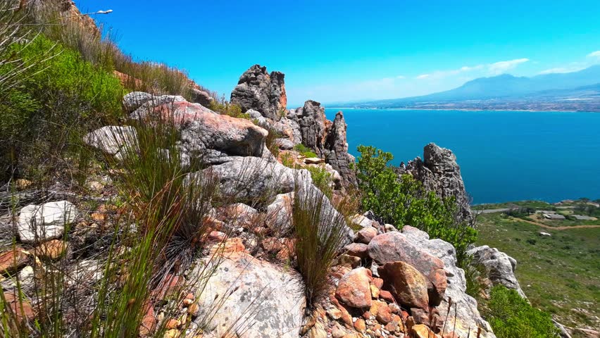 Beautiful rock structure on top of a mountain with beautiful views of the Ocean. Cape Town South Africa
