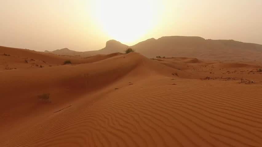 Gorgeous sunset aerial view with lone trees in the Sahara Desert, Saudi Arabia. | Shutterstock HD Video #1099674923