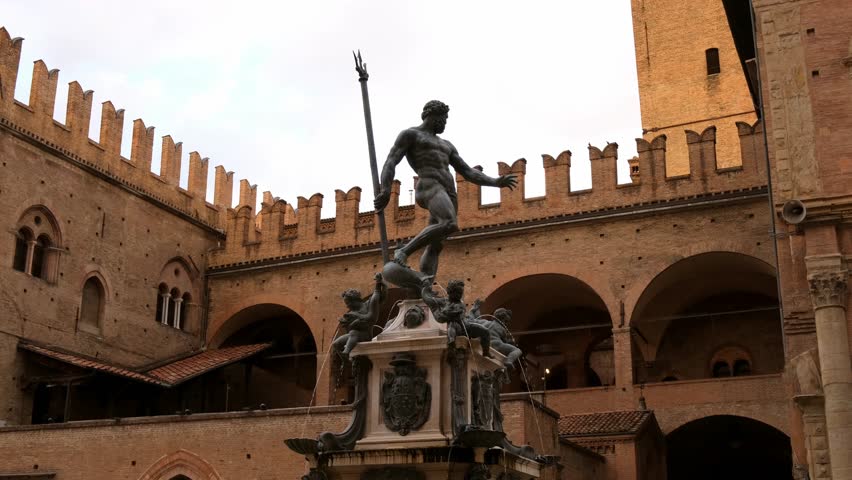 The Fountain of Neptune in Bologna Italy.