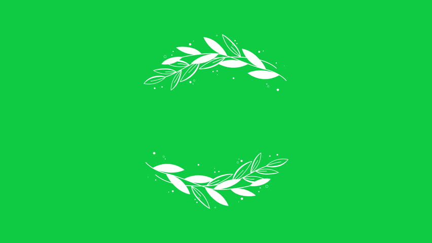 Elegant Floral Wreath with Leaves for Valentine's Day or Wedding Invitation. Hand Drawn Floral Frame Simple Wedding Wreath on Green Screen Background. 4K Ultra HD Video Motion Graphic Animation.