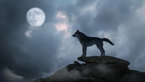 silhouette of wolf howling at the full moon  3d render - Powered by Shutterstock - Get 15% off with code: PIKWIZARD15
