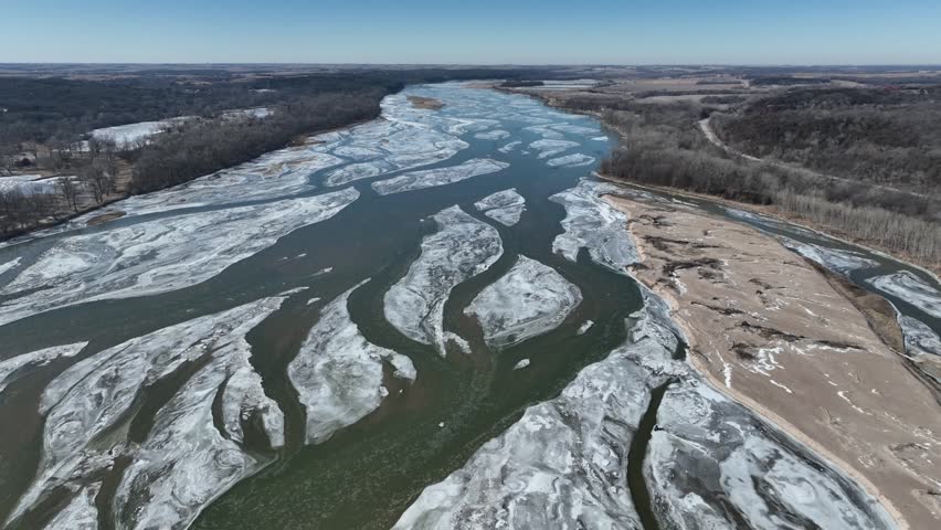 Flying over Platte River near Louisville Nebraska. Facing West heading east. 