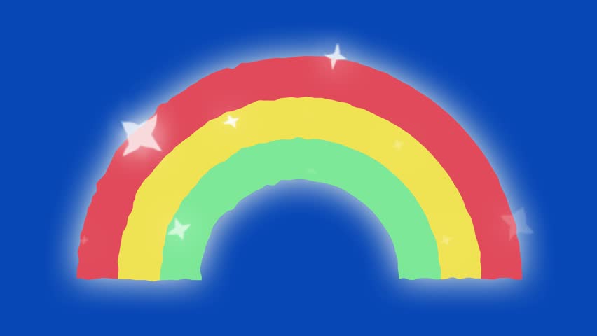 Imagination rainbow cartoon on blue background chroma key. Rainbow animation with shining stars. Shiny rainbow animated element. | Shutterstock HD Video #1099686705