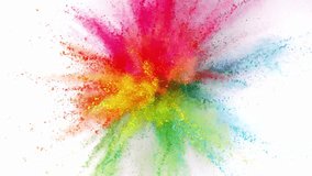 Super Slow Motion Shot of Color Powder Explosion Isolated on White Background at 1000fps. - Powered by Shutterstock - Get 15% off with code: PIKWIZARD15