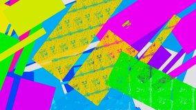 Risograph style with random square shape. Glitch Distortion video. Test pattern from a tv transmission, with rainbow bars in random transition. Colorful summer themed transitions on chanel background - Powered by Shutterstock - Get 15% off with code: PIKWIZARD15